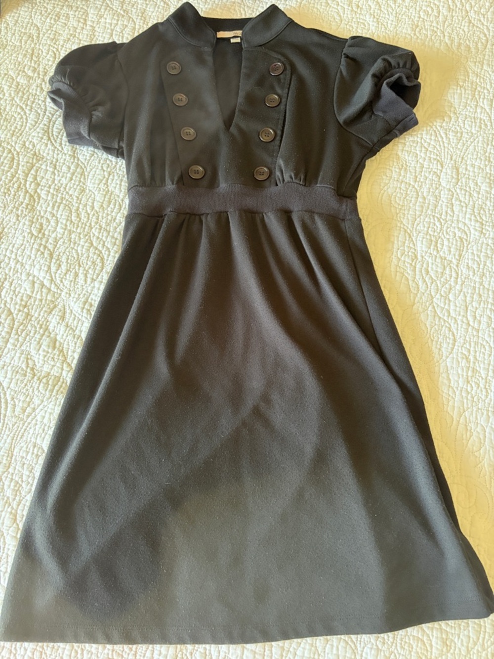BeBop Black Puff Sleeve Double-Breasted Dress